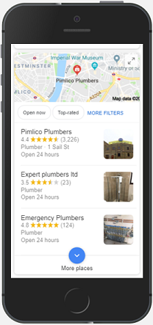 google map pack on mobile